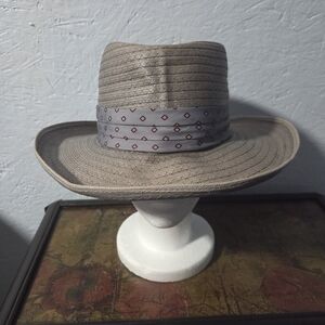 Vintage Mid-Century Biltmore Light Gray Palmyra Straw Hat - X-Large